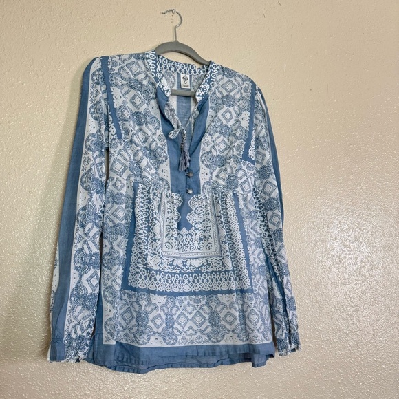 Prana Vintage Bohemian Blue Blouse - Picture 6 of 6